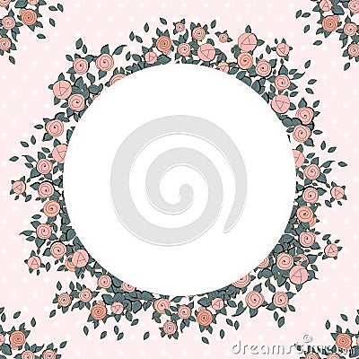 Retro background with pink roses.