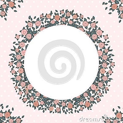 Retro background with pink roses.