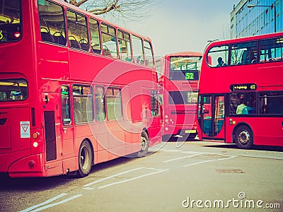 Retro look Red Bus in London