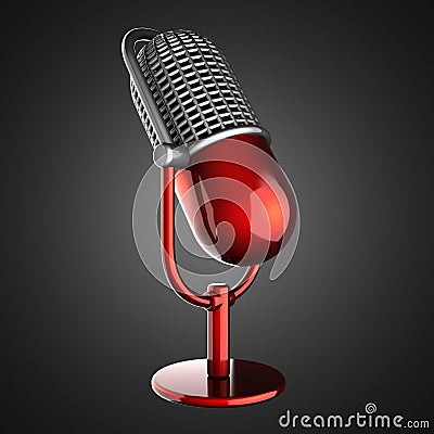 Retro microphone on gray background