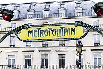 Retro Paris Metro subway sign