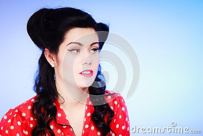 Retro. Portrait of woman girl with pinup hairstyle