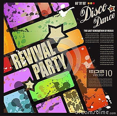 Retro revival disco party flyer