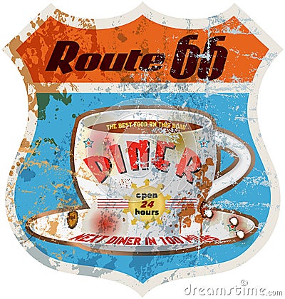 Retro route 66 diner sign