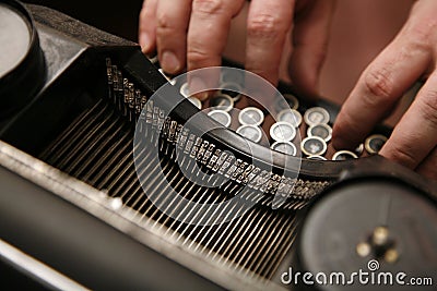 Retro typewriter in work