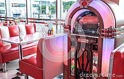 Retro Vintage American Diner and jukebox