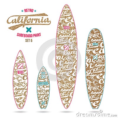 Retro vintage prints for surfboards