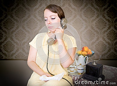 Retro woman talking on the phone