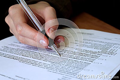 Review and filling out legal contract