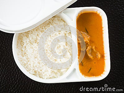 Rice and curry in the meal box set