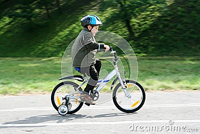 Riding bike in a helmet