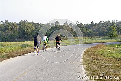 Riding a bike on road