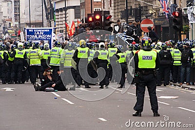Riot police on the streets of London