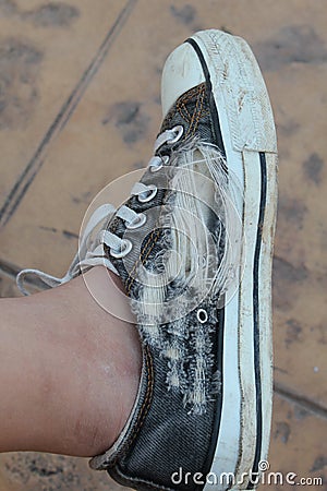 A ripped shoe