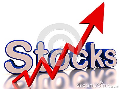 Rising stocks with red arrow