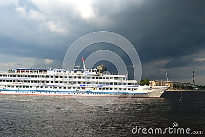 River cruise ship sailing on the river Neva