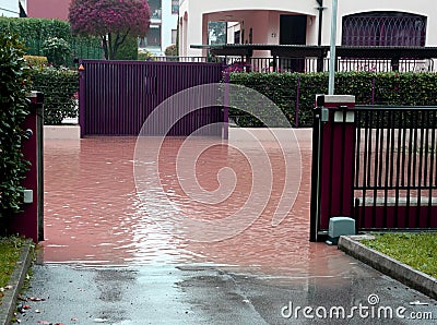 River of mud and dirty water during the flood