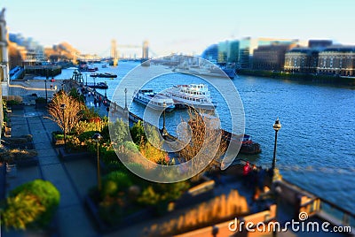 River Thames and gardens view. London