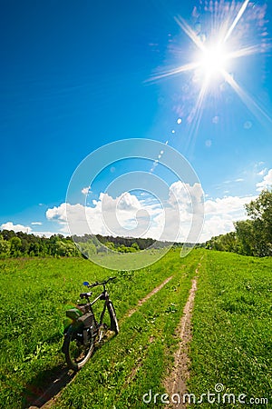 Road bicycle on the rural road