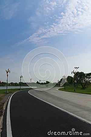 The road curve and blue sky
