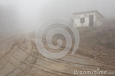 A road in the fog