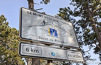 Road Indicator During on Mount Ventoux