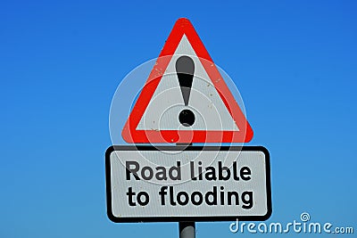 Road liable to flooding sign