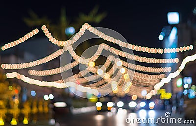 Road lighting decoration at night time