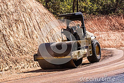 Road roller at work in Countryside