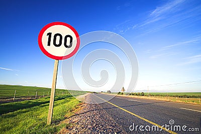 Road sign for speed limit