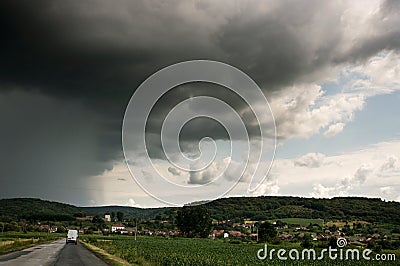 A road and storm sky
