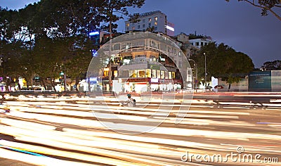 Road Traffic at evening in Saigon, Vietnam.