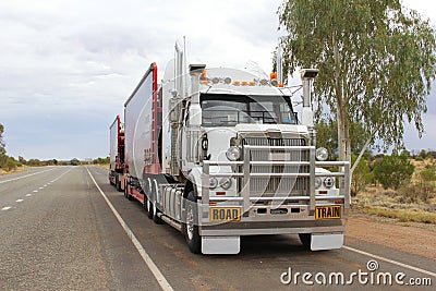 Transport by road train in the Australian Outback