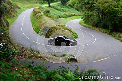 Road trip car on windy road