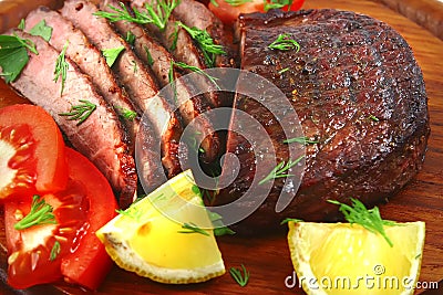 Roast beef meat slices