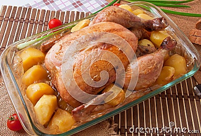 Roast chicken with potatoes