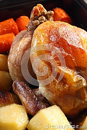 Roast chicken in tray B