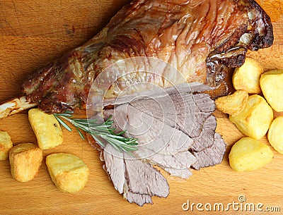 Roast Leg of Lamb Meat with Potatoes