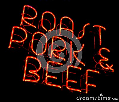 Roast Pork and Beef Old Neon Light Store Sign