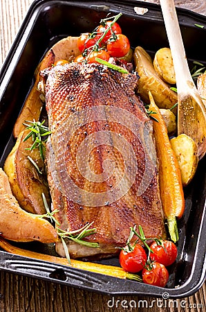 Roasted Goose Breast with Vegetables