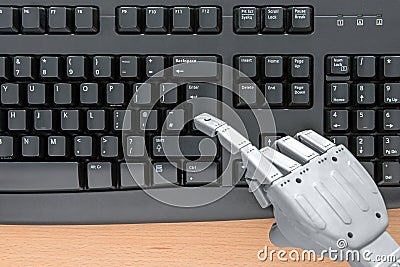 Robot hand using a keyboard