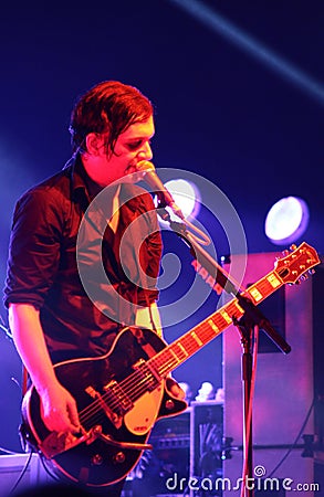 Rock band Placebo and Brian Molko in concert at Sport Palace on Saturday, September 22, 2012 in Minsk, Belarus