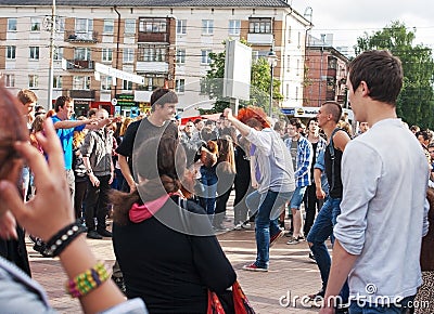 Rock concert in the town square on summer