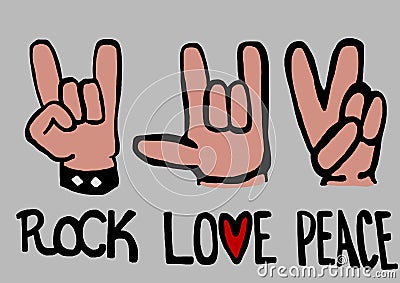 Rock Love Peace Stock Illustration - Image: 45334657