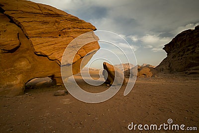 Rock with name Rock Chicken in Wadi Rum desert, Jordan