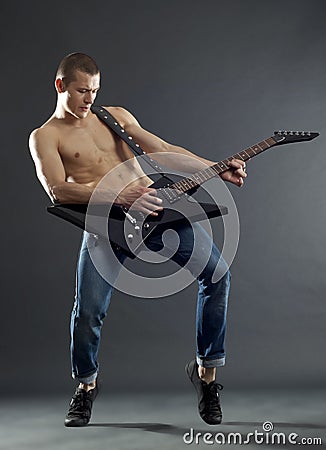 Rock star playing the guitar