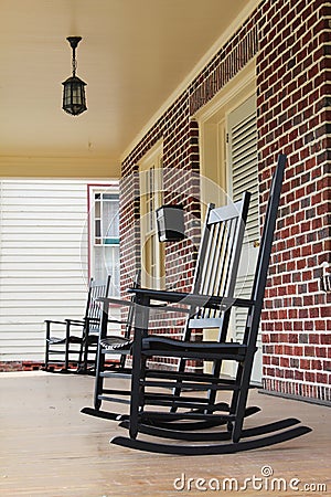 Rocking chairs on front porch in North Carolina