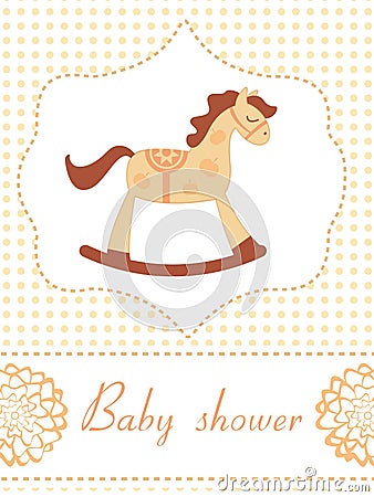 Elegant baby shower card with rocking horse.