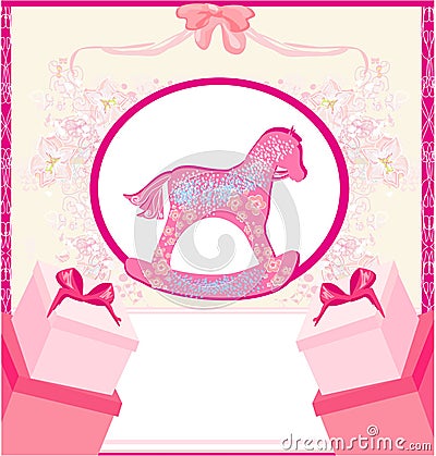 Rocking Horses - baby girl baby shower invitation card.