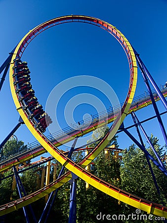 Roller coaster in amusement park